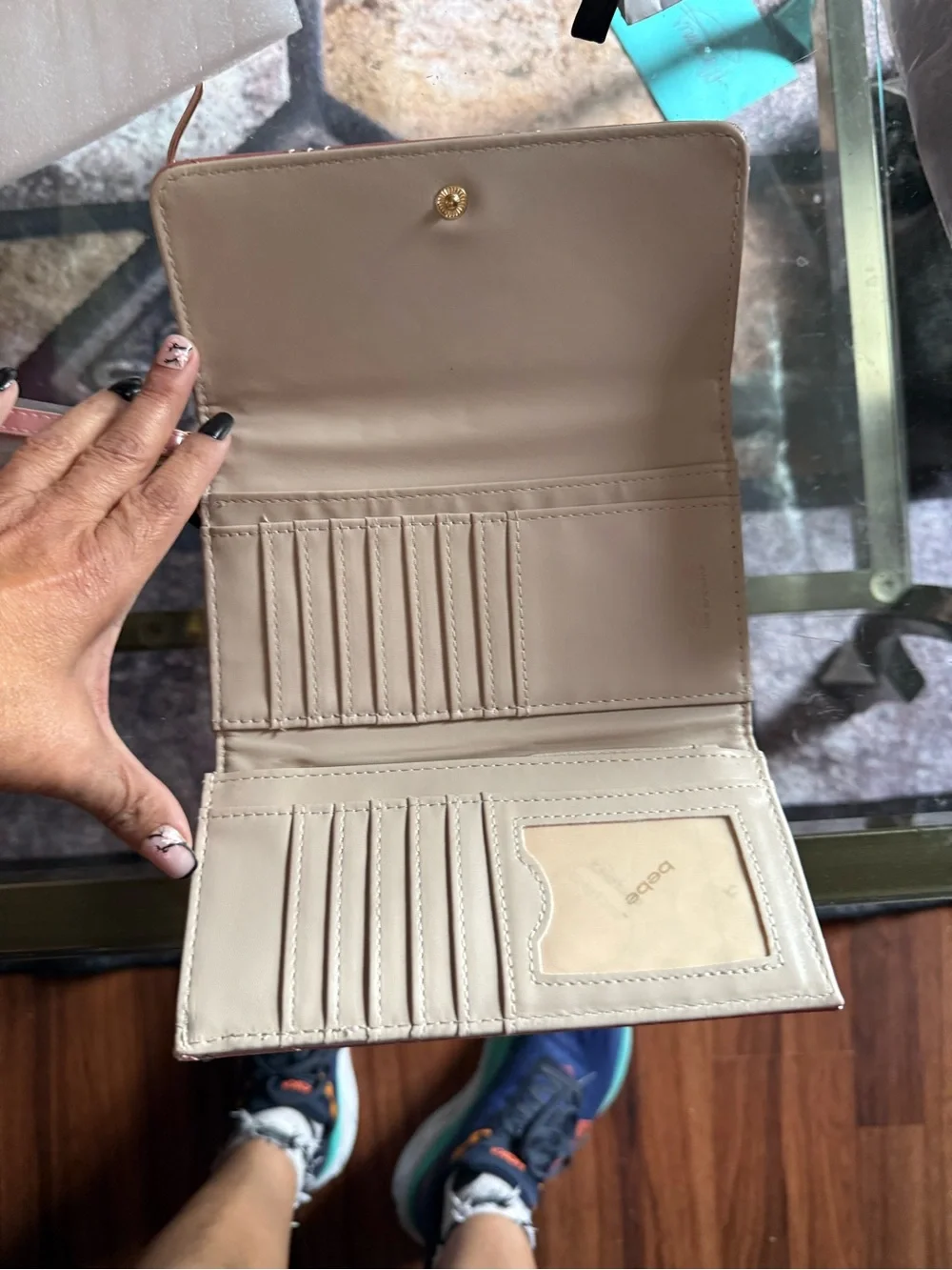 bebe Quilted Blush Wallet Clutch with Gold Logo NWT